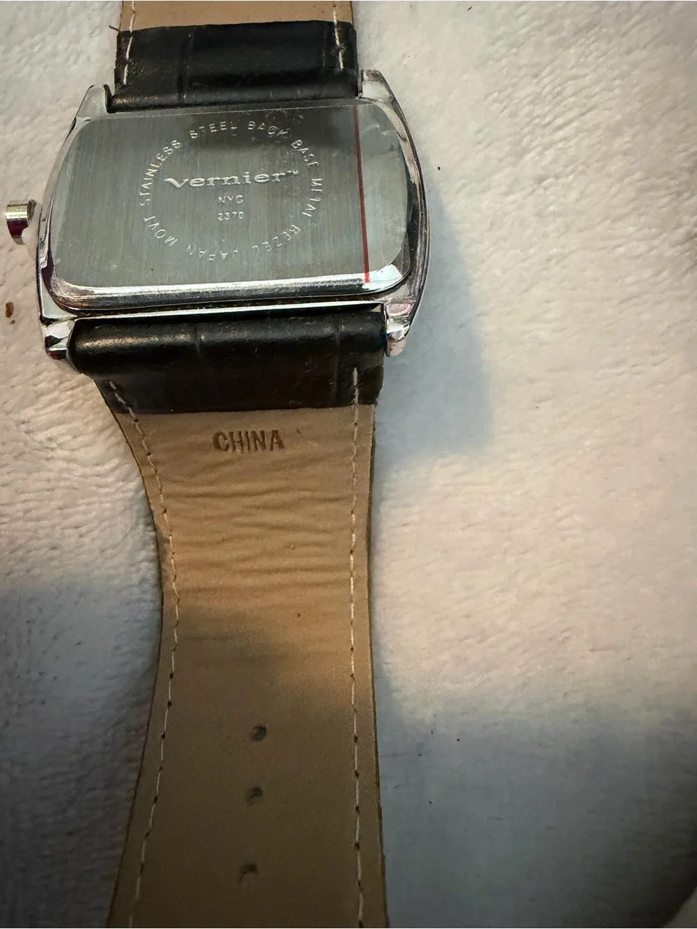 Vernier Men's Black Leather Watch with NYC skyline very unique